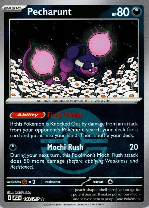 Ascended Heroes Pecharunt #143/217 Pokeball Reverse Holo